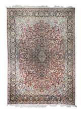 A25107 Persian Rug Lavar Kerman Handmade Area Traditional 9'8'' x 14'0'' -10x14- Red Blue Floral Design