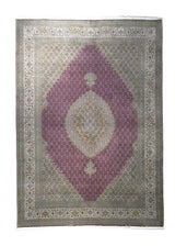 A25146 Persian Rug Tabriz Handmade Area Traditional 8'2'' x 11'6'' -8x12- Red Whites Beige Green Mahi Fish Design