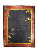 A25195 Oriental Rug Chinese Handmade Area Traditional Antique 8'8'' x 11'4'' -9x11- Blue Red Yellow Gold Art Deco Design