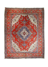 A25204 Persian Rug Tabriz Handmade Area Traditional 9'6'' x 12'6'' -10x13- Red Blue Geometric Design