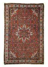 A25206 Persian Rug Hamadan Handmade Area Tribal 3'6'' x 5'4'' -4x5- Red Geometric Design