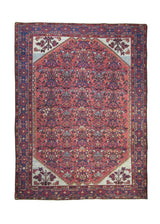 A25214 Persian Rug Malayer Handmade Area Tribal Antique 4'10'' x 6'6'' -5x7- Red Blue Floral Design