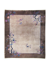 A25226 Oriental Rug Chinese Handmade Area Traditional Antique 7'12'' x 9'5'' -8x9- Whites Beige Brown Purple Art Deco Floral Design