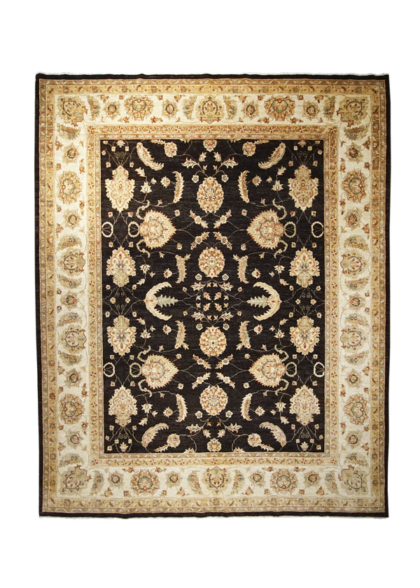 A25238 Oriental Rug Pakistani Handmade Area Transitional 8'2'' x 10'8'' -8x11- Brown Whites Beige Antique Washed Oushak Floral Design