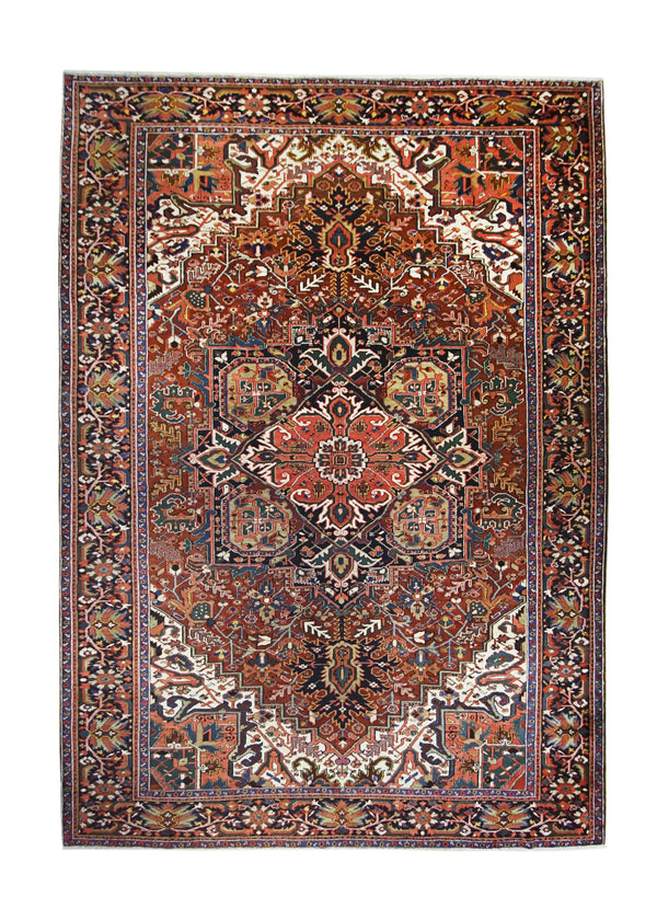 A25270 Persian Rug Heriz Handmade Area Tribal Antique 9'8'' x 13'5'' -10x13- Red Blue Geometric Design