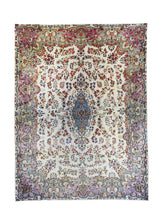 A25273 Persian Rug Lavar Kerman Handmade Area Traditional 10'2'' x 13'5'' -10x13- Whites-Beige Pink Blue Open Design.jpg