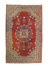 A25323 Persian Rug Qum Handmade Area Traditional 6'0'' x 9'4'' -6x9- Red Blue Floral Design.jpg