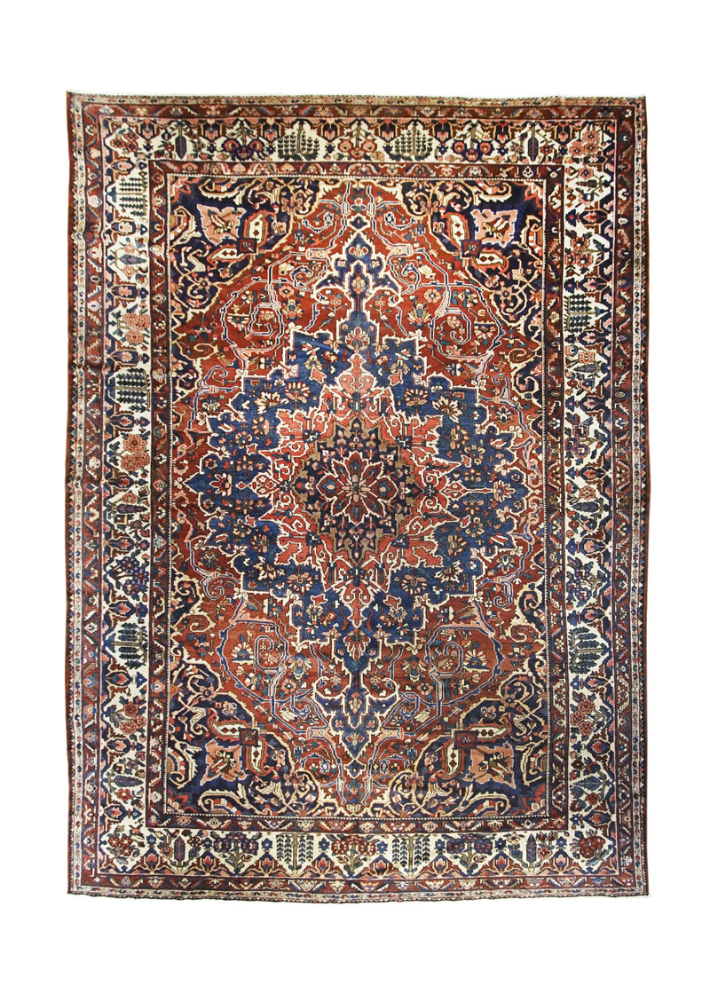 A25372 Persian Rug Bakhtiari Handmade Area Tribal 12'4'' x 16'10'' -12x17- Red Blue Geometric Design