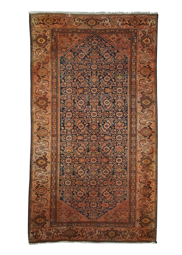 A25380 Persian Rug Malayer Handmade Area Tribal Antique 3'4'' x 5'11'' -3x6- Blue Red Geometric Design