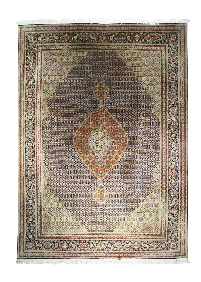 A25383 Persian Rug Tabriz Handmade Area Traditional 8'4'' x 11'2'' -8x11- Blue Red Whites Beige Mahi Fish Design