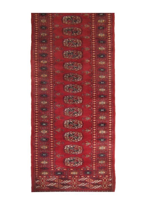 A25390 Oriental Rug Pakistani Handmade Runner Tribal 2'7'' x 11'2'' -3x11- Red Bokhara Elephant Foot Design