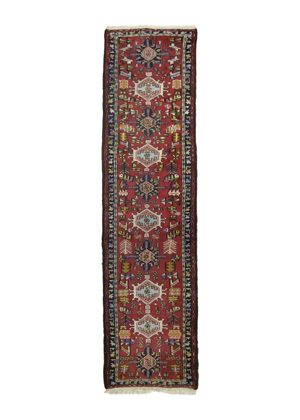 A25402 Persian Rug Gharajeh Handmade Runner Tribal 2'5'' x 9'1'' -2x9- Red Blue Geometric Design.jpg