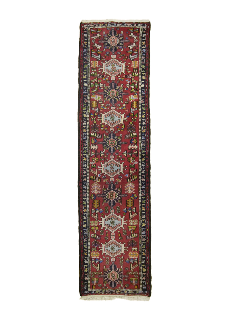 A25402 Persian Rug Gharajeh Handmade Runner Tribal 2'5'' x 9'1'' -2x9- Red Blue Geometric Design.jpg