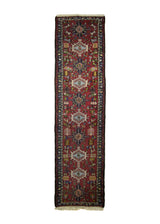 A25402 Persian Rug Gharajeh Handmade Runner Tribal 2'5'' x 9'1'' -2x9- Red Blue Geometric Design