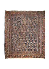 A25403 Persian Rug Afshar Handmade Square Tribal Antique 4'10'' x 5'5'' -5x5- Blue Red Paisley Boteh Design