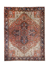 A25441 Persian Rug Heriz Handmade Area Tribal Vintage 9'6'' x 12'6'' -10x13- Red Geometric Design