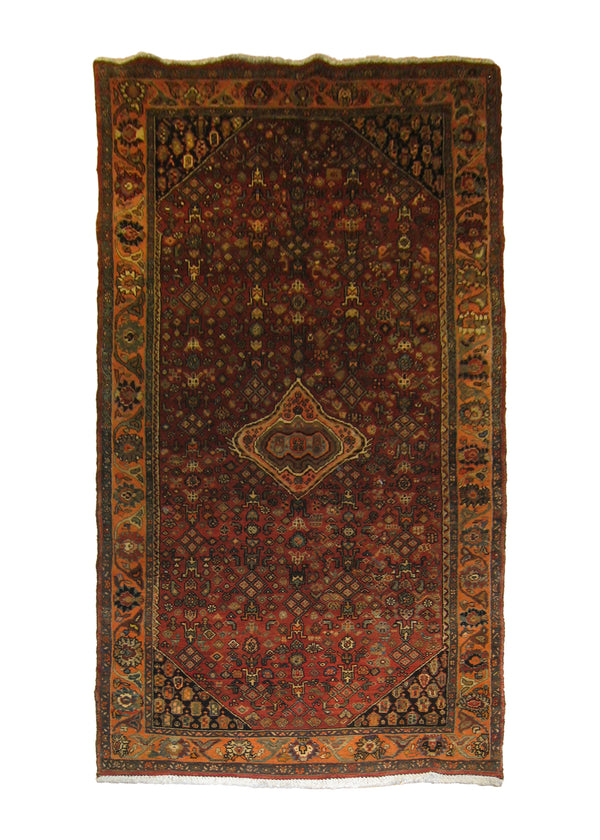 A25448 Persian Rug Bijar Handmade Runner Traditional 4'1'' x 9'5'' -4x9- Red Geometric Design