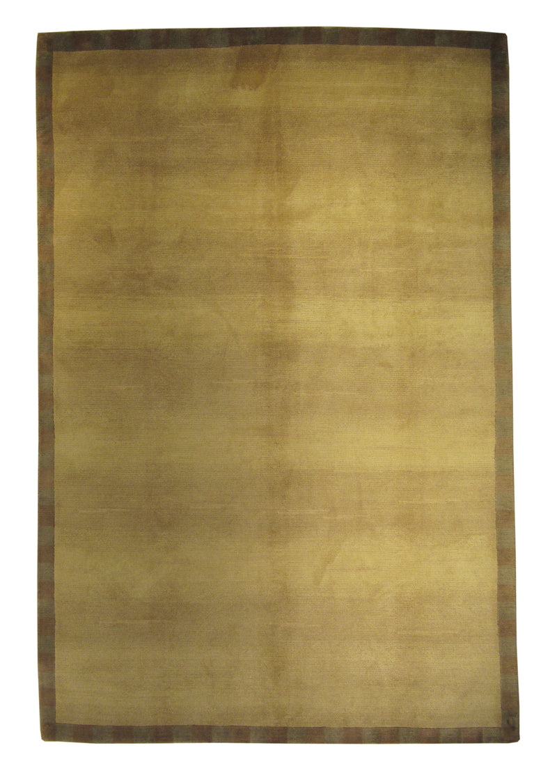 A25455 Oriental Rug Tibetan Handmade Area Modern 5'12'' x 9'0'' -6x9- Whites Beige Plain Design