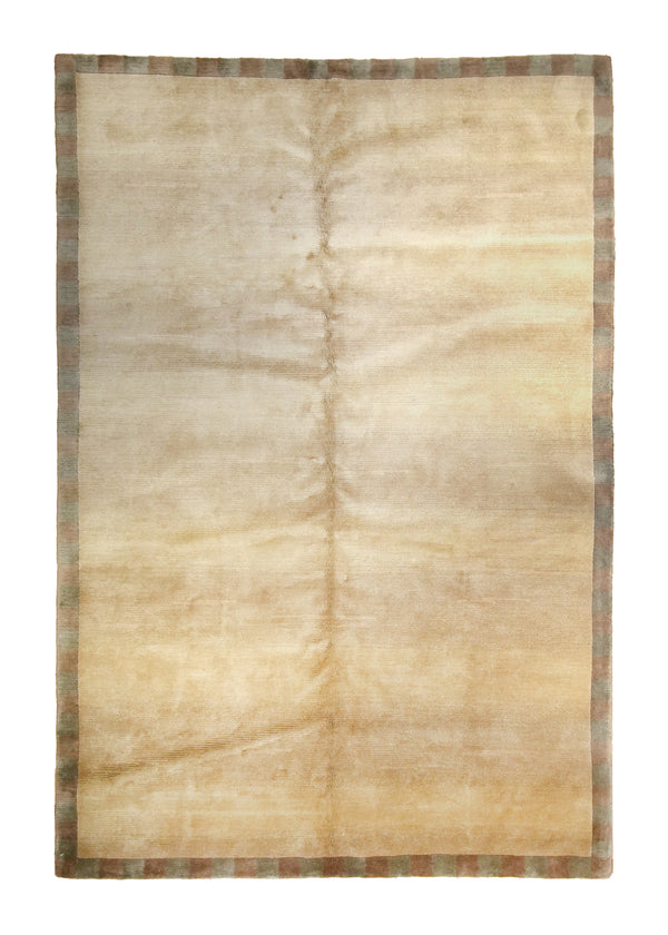 A25455 Oriental Rug Tibetan Handmade Area Modern 6'0'' x 9'0'' -6x9- Whites Beige Plain Design.jpg