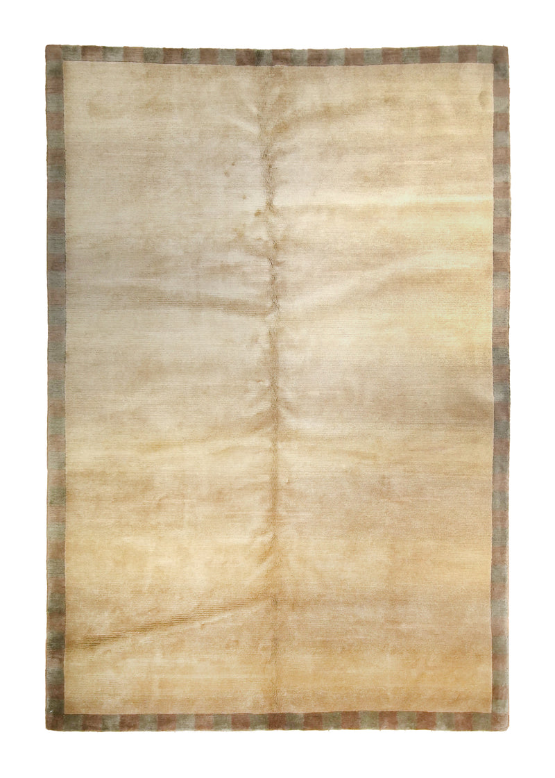 A25455 Oriental Rug Tibetan Handmade Area Modern 6'0'' x 9'0'' -6x9- Whites Beige Plain Design.jpg