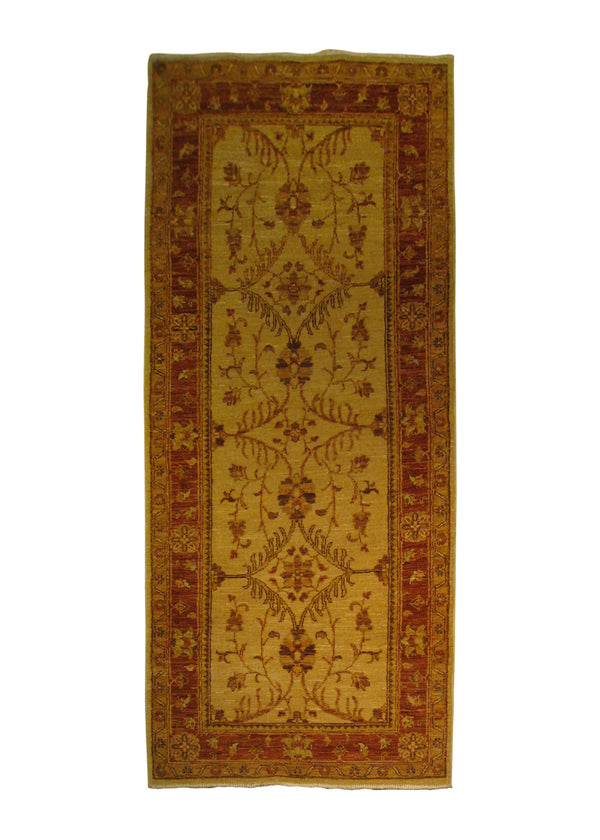A25505 Oriental Rug Pakistani Handmade Runner Transitional 2'7'' x 6'3'' -3x6- Whites Beige Red Antique Washed Oushak Floral Design