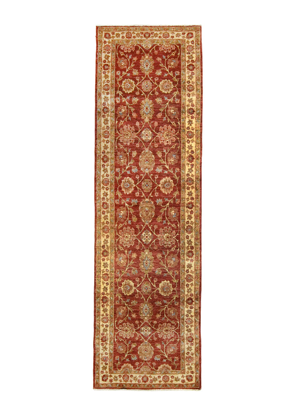 A25506 Oriental Rug Pakistani Handmade Runner Transitional 2'6'' x 8'8'' -3x9- Red Antique Washed Oushak Floral Design.jpg