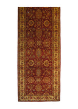 A25506 Oriental Rug Pakistani Handmade Runner Transitional 2'6'' x 8'8'' -3x9- Red Antique Washed Oushak Floral Design
