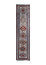A25548 Persian Rug Azerbaijan Handmade Runner Tribal 2'3'' x 9'3'' -2x9- Whites Beige Red Geometric Design