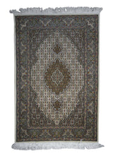 A25627 Persian Rug Tabriz Handmade Area Traditional 2'8'' x 4'0'' -3x4- Whites Beige Green Mahi Fish Design