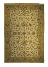 A25676 Oriental Rug Indian Handmade Area Transitional 5'12'' x 8'10'' -6x9- Whites Beige Yellow Gold Floral Soumak Design