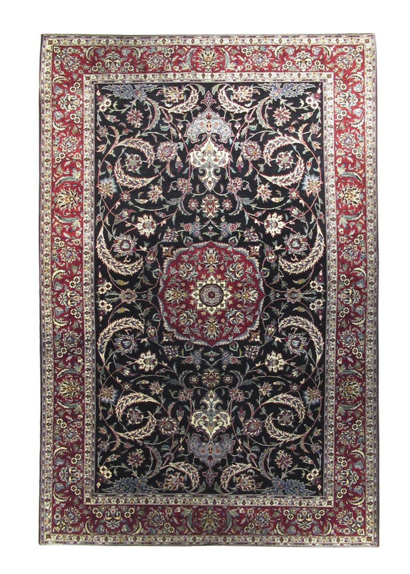 A25682 Oriental Rug Pakistani Handmade Area Traditional 4'7'' x 6'11'' -5x7- Blue Red Kashan Floral Design