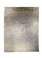 A25691 Oriental Rug Indian Handmade Area Transitional 9'2'' x 11'10'' -9x12- Blue Whites Beige Oushak Floral Design