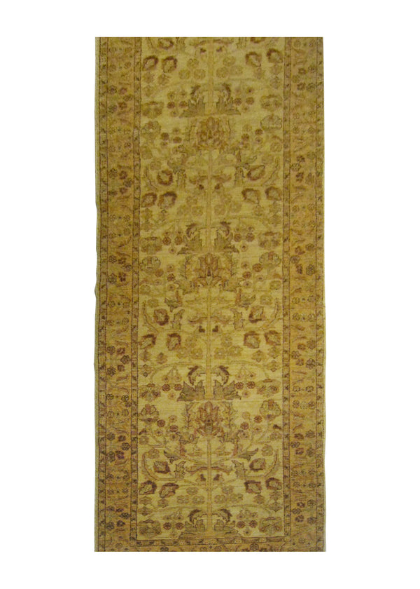 A25721 Oriental Rug Pakistani Handmade Runner Transitional 2'6'' x 9'8'' -3x10- Whites Beige Antique Washed Oushak Floral Design