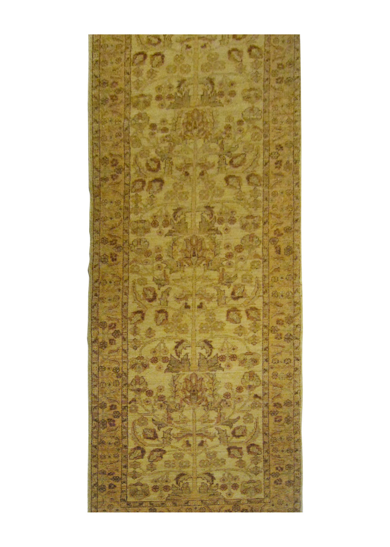 A25721 Oriental Rug Pakistani Handmade Runner Transitional 2'6'' x 9'8'' -3x10- Whites Beige Antique Washed Oushak Floral Design