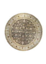 A25723 Oriental Rug Indian Handmade Round Transitional 12'0'' x 12'0'' -12x12- Brown Whites Beige Green Tea Washed Floral Oushak Design