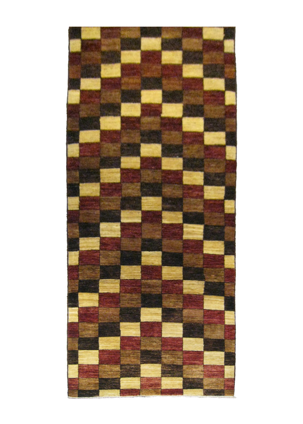 A25733 Oriental Rug Pakistani Handmade Runner Transitional 2'6'' x 10'1'' -3x10- Multi-color Red Gabbeh Geometric Checkered Design