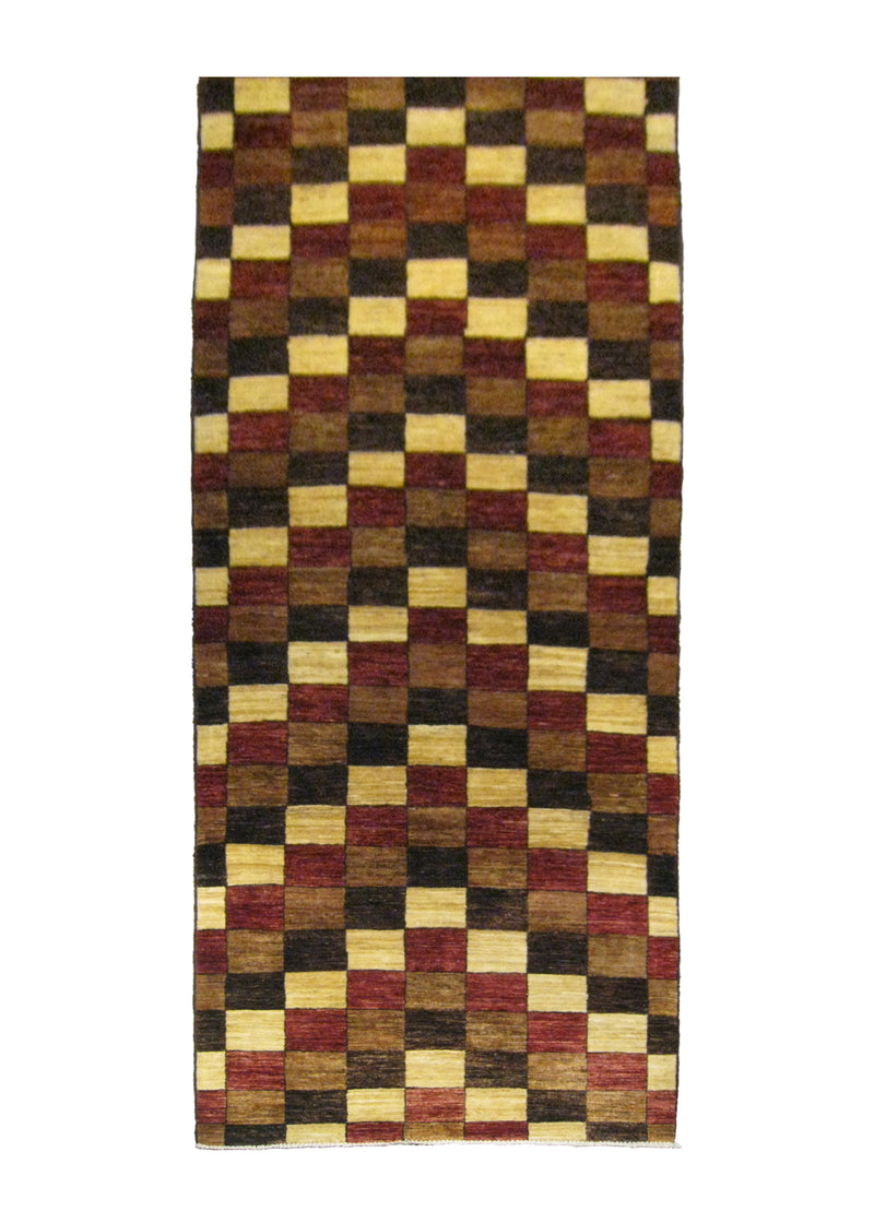 A25733 Oriental Rug Pakistani Handmade Runner Transitional 2'6'' x 10'1'' -3x10- Multi-color Red Gabbeh Geometric Checkered Design