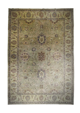 A25755 Oriental Rug Pakistani Handmade Area Transitional 8'11'' x 12'10'' -9x13- Green Brown Antique Washed Oushak Floral Design