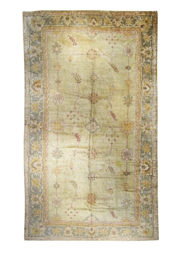 A25802 Oriental Rug Turkish Handmade Area Traditional Antique 9'12'' x 16'8'' -10x17- Yellow Gold Gray Red Geometric Design