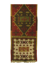 A25884 Oriental Rug Indian Handmade Runner Transitional 2'6'' x 8'0'' -3x8- Red Green Multi-color Dhurrie Geometric Design