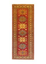 A26021 Oriental Rug Pakistani Handmade Runner Transitional Tribal 2'0'' x 6'4'' -2x6- Red Kazak Geometric Design