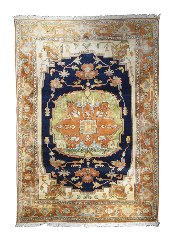 A26032 Persian Rug Heriz Handmade Area Tribal 8'4'' x 11'8'' -8x12- Blue Orange Geometric Design