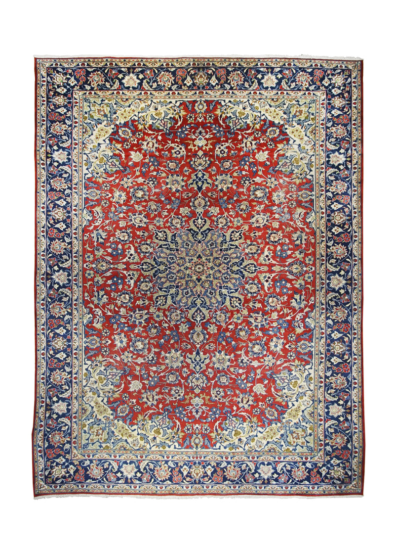 A26111 Persian Rug Mashhad Handmade Area Traditional 9'12'' x 13'0'' -10x13- Red Blue Floral Design