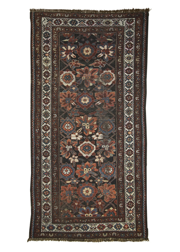 A26131 Persian Rug Kurdistan Handmade Area Tribal Antique 3'2'' x 6'2'' -3x6- Blue Whites Beige Geometric Design