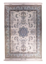 A26211 Persian Rug Tabriz Handmade Area Traditional 4'10'' x 6'9'' -5x7- Whites Beige Blue Tree of Life Design