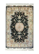 A26212 Persian Rug Tabriz Handmade Area Traditional 3'3'' x 5'0'' -3x5- Green Black Pink Naghsh Floral Design.jpg
