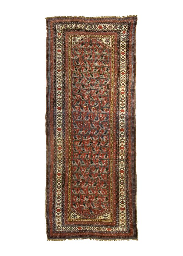 A26231 Persian Rug Kurdistan Handmade Runner Antique Tribal 5'2'' x 12'6'' -5x13- Red Paisley Boteh Design