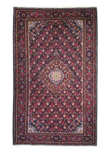 A26242 Persian Rug Bijar Handmade Area Traditional 4'5'' x 7'4'' -4x7- Blue Red Floral Design