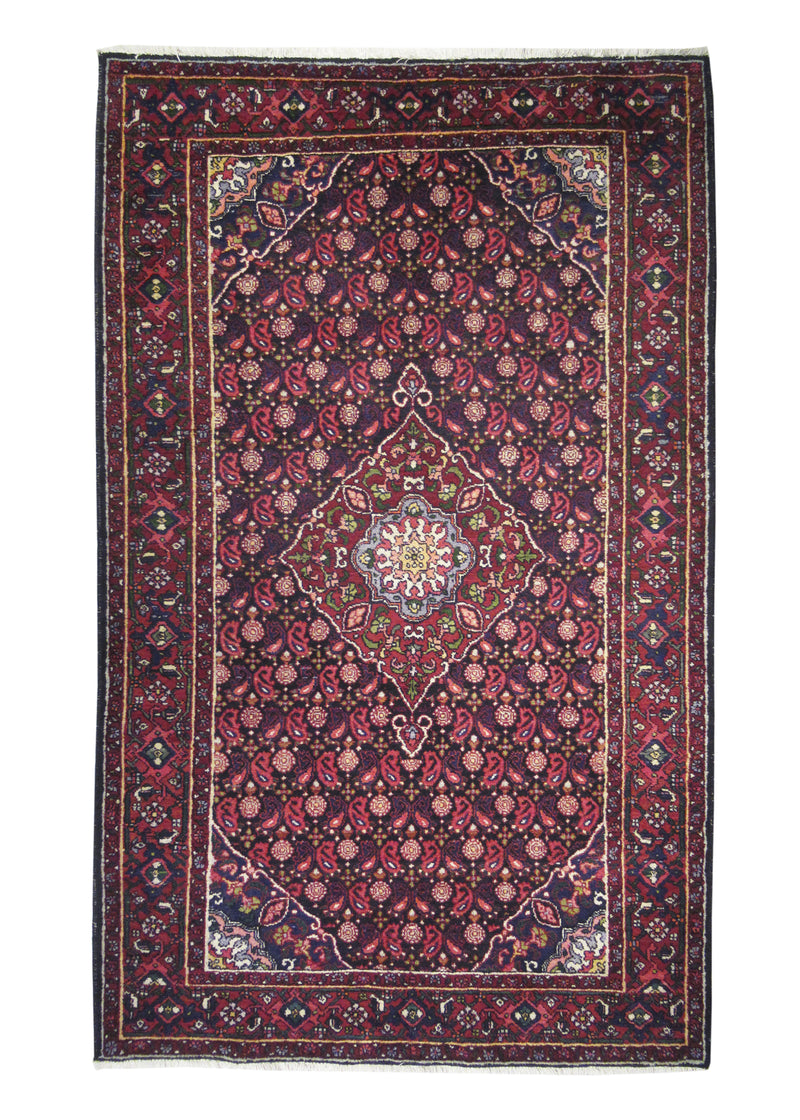 A26242 Persian Rug Bijar Handmade Area Traditional 4'5'' x 7'4'' -4x7- Blue Red Floral Design