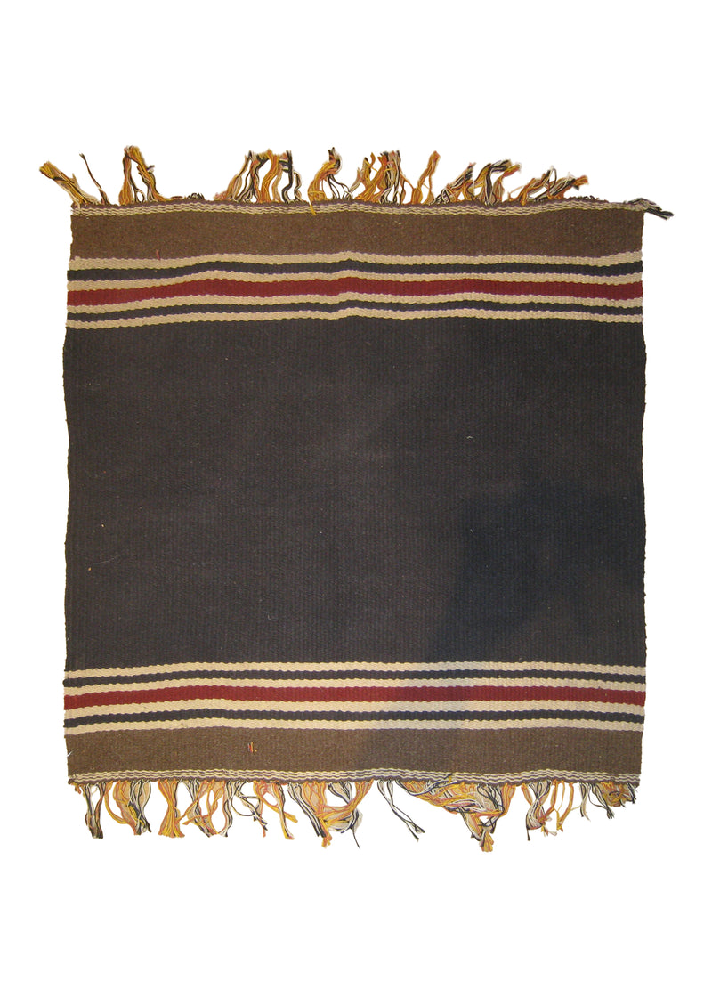 A26261 Native American Rug South America Handmade Square Tribal 2'4'' x 2'6'' -2x3- Black Red Whites Beige Geometric Design